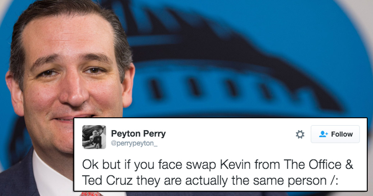 Ted Cruz Is Kevin From The Office People are claiming that face swapping Kevin from The Office & Ted Cruz