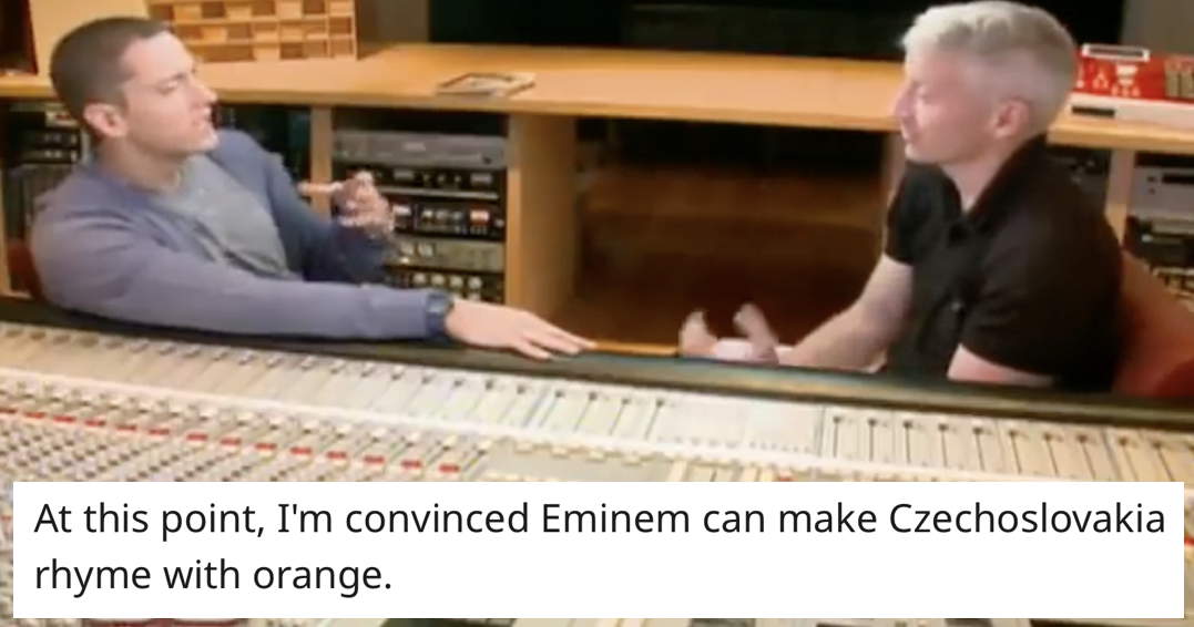Eminem proving there are plenty of words that rhyme with 'orange' has