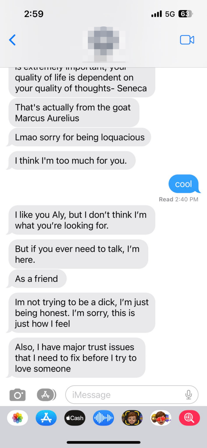 A screenshot of a viral breakup text