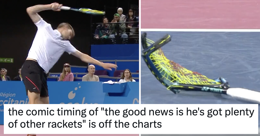 Lose Respect Throwing Racket The co-commentator accidentally took this tennis racket strop to a ...
