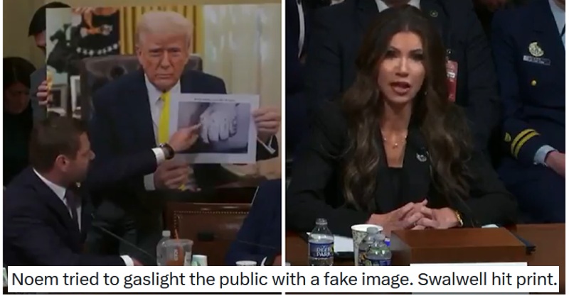 A Democrat broke out his 'bullsh*t detector' when Kristi Noem refused to admit Trump had shared a doctored image of a man they illegally deported