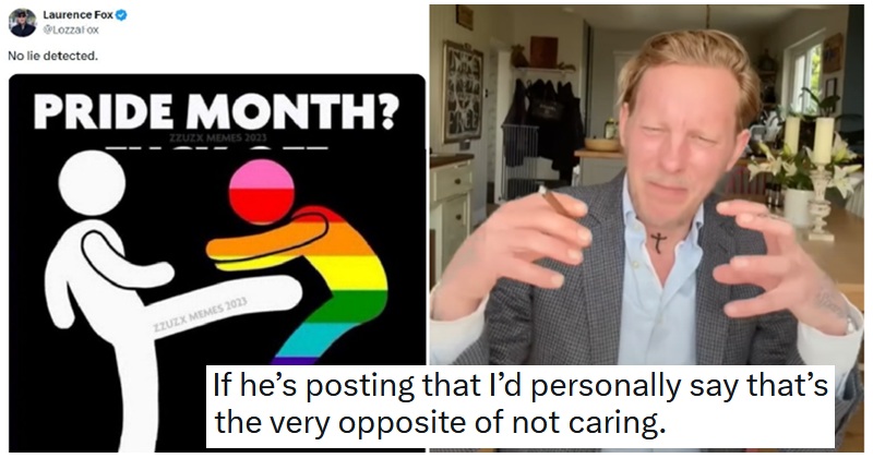 Laurence Fox just keeps wittering on about how much he doesn't care about Pride Month - 14 favourite reactions