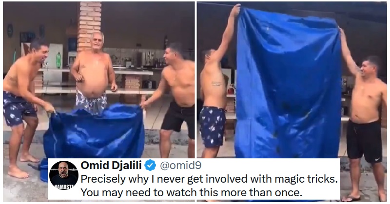 This is almost certainly not the most slick magic trick you'll see this week, but it certainly made people laugh