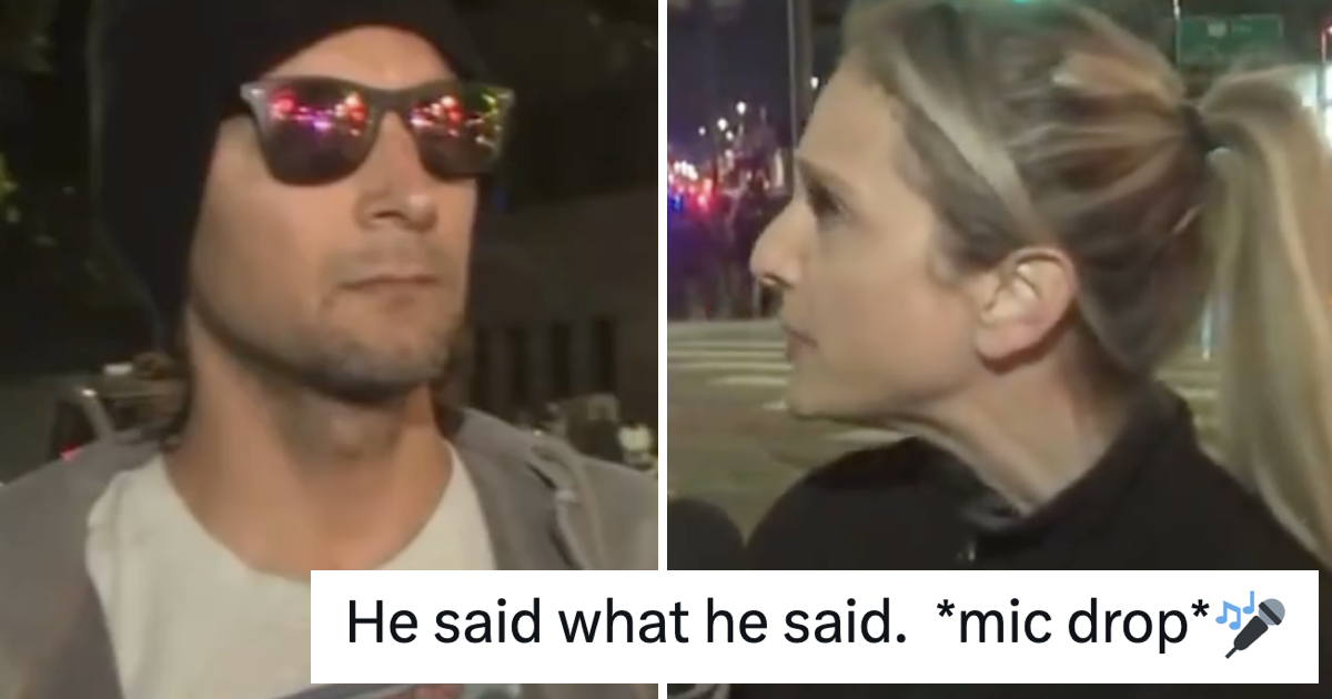 This protestor's iconic response to being teargassed in LA went wildly viral and needs to be hung in the Louvre, pronto