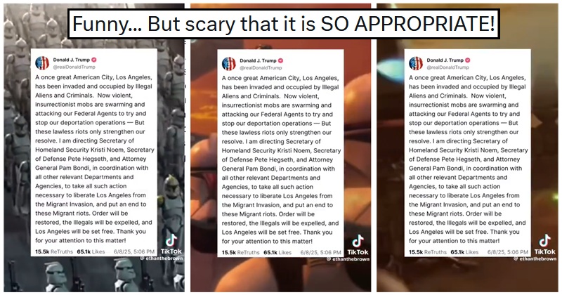 Gavin Newsom shared a post of Emperor Palpatine speaking Donald Trump's words, and it's disturbingly apt