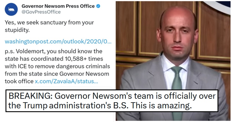 Stephen Miller's misinformation about California earned him the savage nickname 'Voldemort' from Gavin Newsom's office - 15 favourite reactions