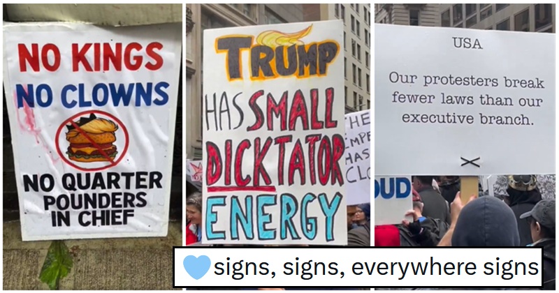22 of the very best placards from the enormous US No Kings Day anti-Trump regime protests