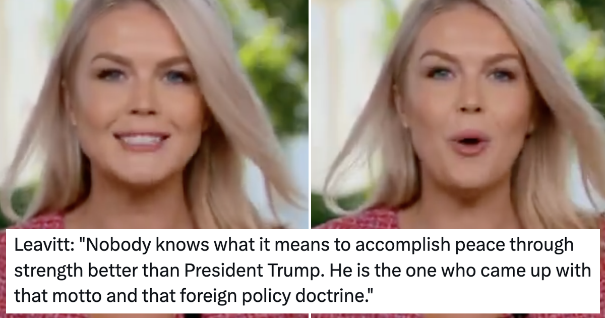 Karoline Leavitt said Donald Trump came up with the phrase 'peace through strength' and was brutally schooled into next year