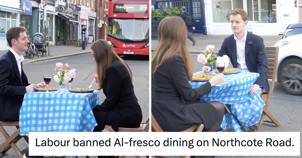 These Tories sat down to eat in the middle of the road to protest a Labour 'ban on fun' and this simply delicious takedown beat all-comers