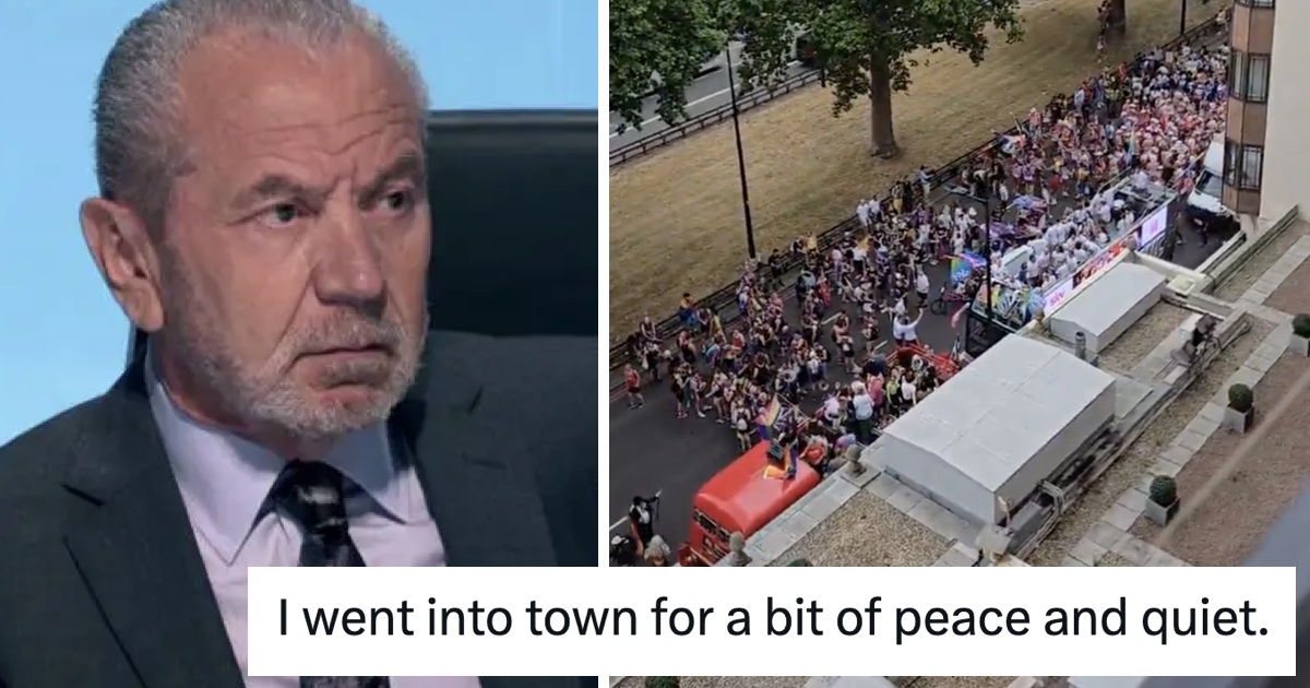 Alan Sugar complained about the noise from the Pride march in London and was mocked into next week