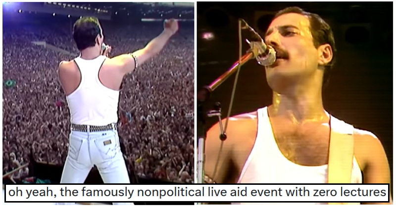 Suella Braverman's husband described Live Aid as "No political flags and no lectures", and got owned back to 1985 - 15 towering takedowns