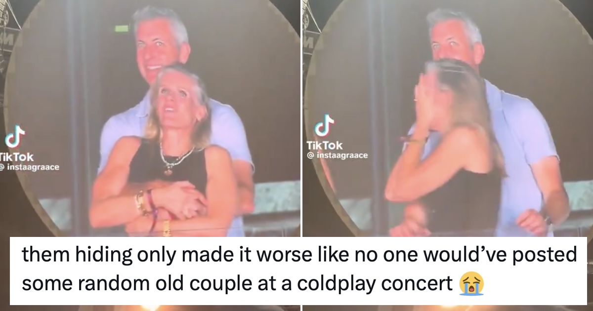 This couple's horror at ending up on the 'kiss cam' is surely the most entertaining thing ever to happen at a Coldplay concert