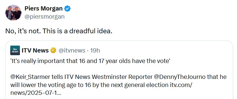 @piersmorgan
No, it’s not. This is a dreadful idea.