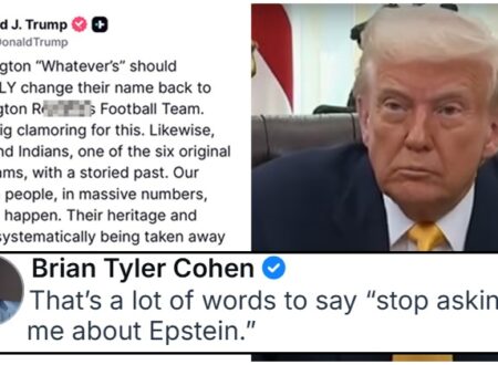 Donald Trump told sports teams to restore the racist names they’ve ditched, and failed Deflection From Epstein 101