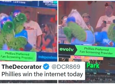 The Phillies’ mascot jumped on the Coldplay kiss cam skit roller coaster, and it may be the best one yet