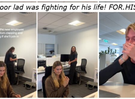 Office workers are pranking new colleagues with random clapping. The hours must fly by