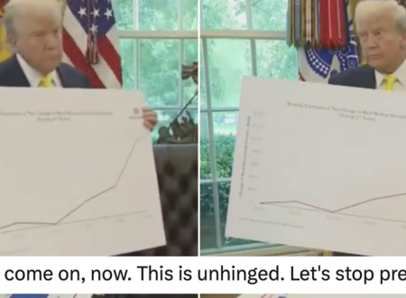 Donald Trump brought out a big board with some lines on to prove how well his economy is doing