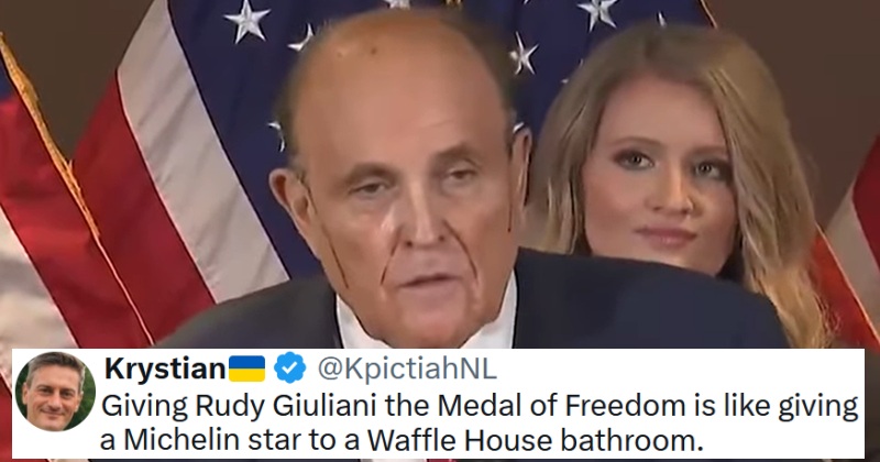 Rudy Giuliani is going to be awarded the Presidential Medal of Freedom, and the news is about as popular as a bottle of cheap hair dye