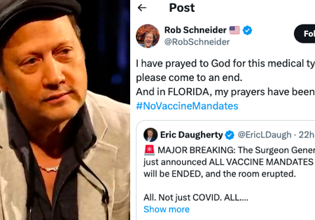 Rob Schneider thanked God for ending vaccine mandates in Florida and got roasted so bad it’s painful