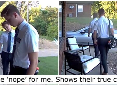 A smart doorbell captured the proud moment these Mormon cold-callers decided their ministry probably wasn’t a good fit