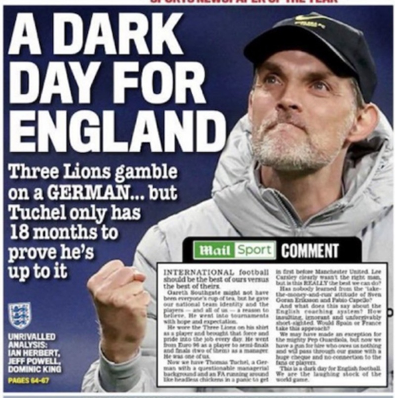 Headline: A Dark Day For England