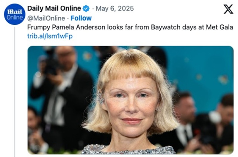 Frumpy Pamela Anderson looks far from her Baywatch days at Met Gala