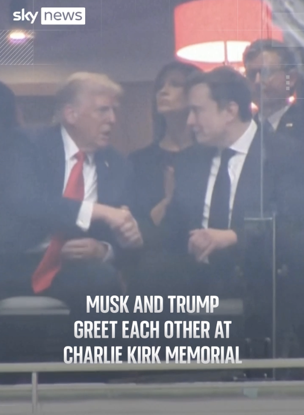 Donald Trump reunited with Elon Musk at Charlie Kirk's memorial and it ...