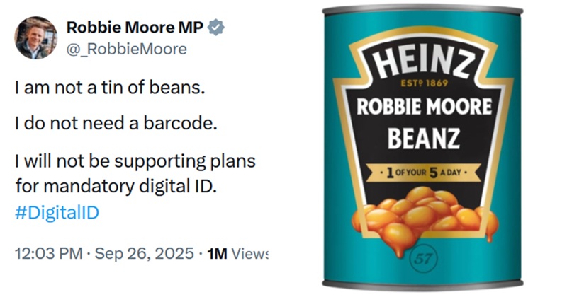 A Tory MP came out against the digital ID plans by claiming ‘I am not a tin of beans’ – 17 saucy replies