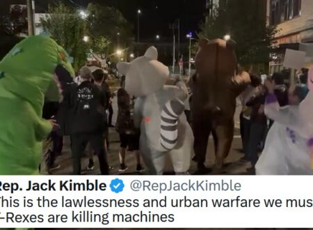 Portland residents twerking in inflatable costumes at an immigration centre must be the best protest happening right now – and possibly ever
