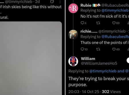 A climate conspiracy theorist shared their fears over the state of the Irish sky and was hilariously owned into next year