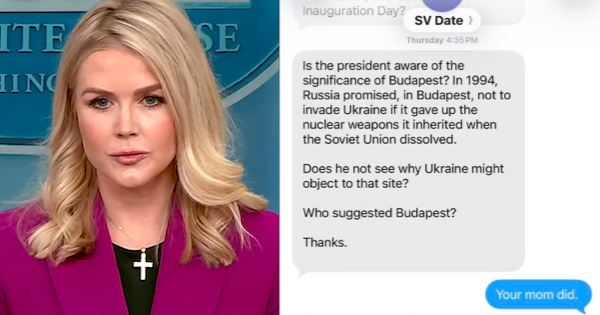 Karoline Leavitt tried to embarrass a reporter with a text thread screenshot and just humiliated the entire White House instead