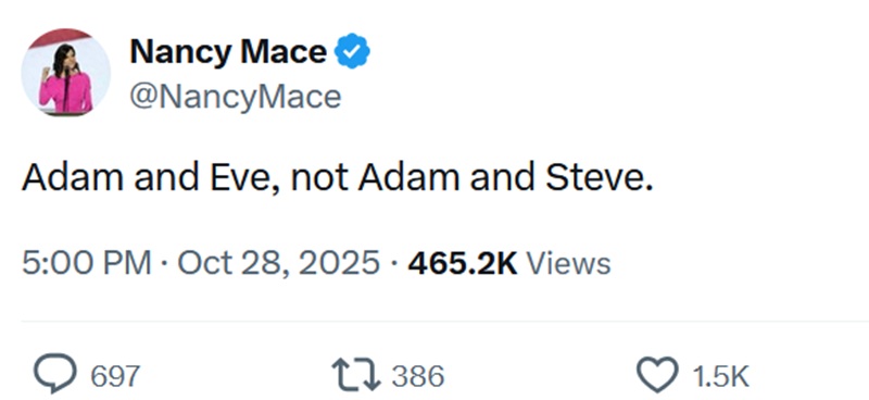 Adam and Eve, not Adam and Steve.