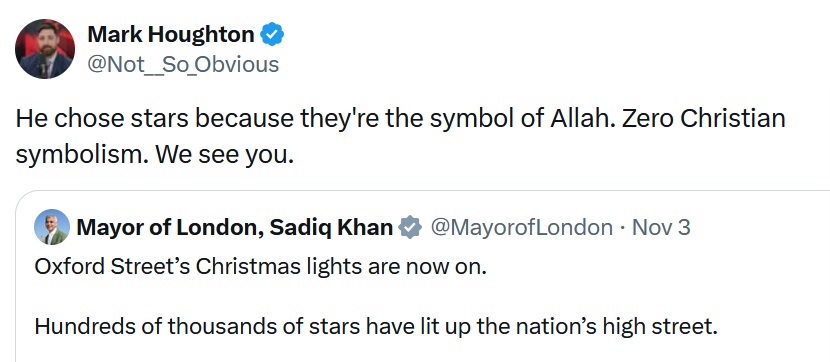 He chose stars because they're the symbol of Allah. Zero Christian symbolism. We see you.