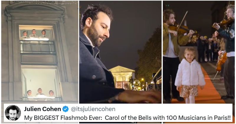 Paris got the Christmas season off to a flying start with this spectacular Carol of the Bells flash mob