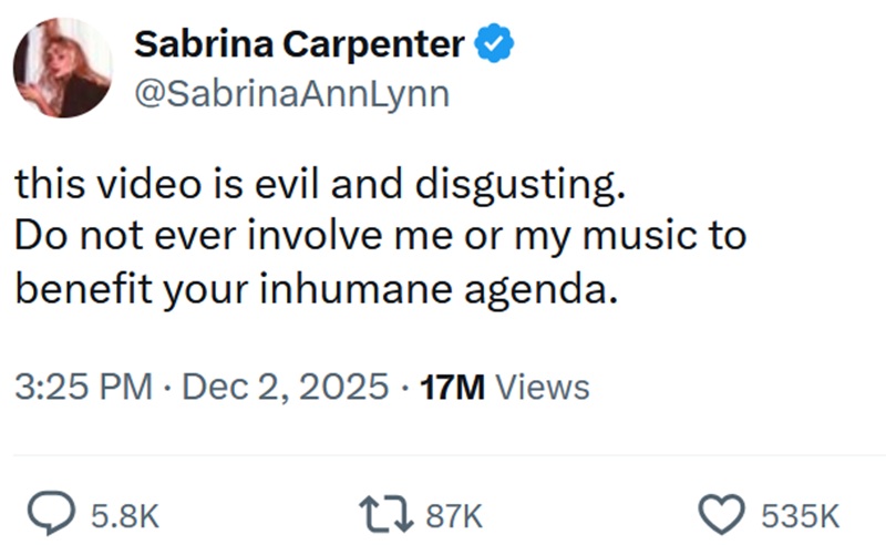 @SabrinaAnnLynn
this video is evil and disgusting. Do not ever involve me or my music to benefit your inhumane agenda.