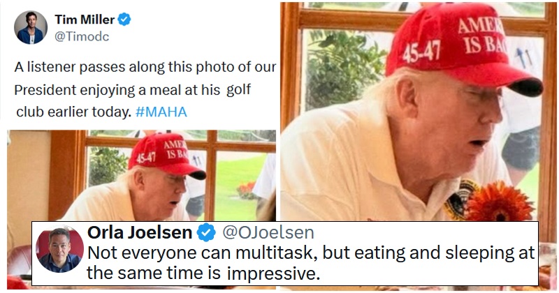 Forget Sleepy Joe – this photo of Dozy Don dropping off in the dining room set alarm bells ringing. 21 top burns