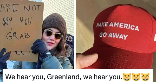 People in Denmark and Greenland staged huge protests against Donald Trump, and this one brutally funny sign probably spoke for an entire continent