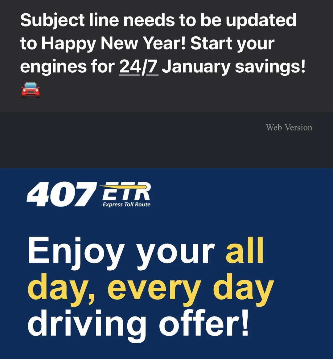 Social media post that says 'Subject line needs to be updated to Happy New Year