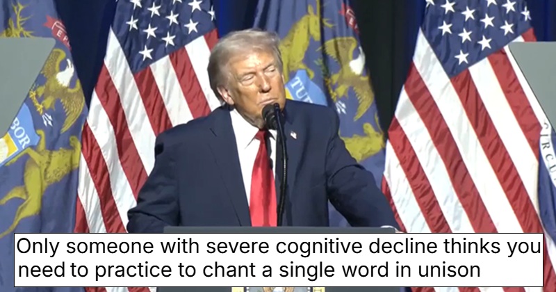 Trump claims the protesters are having ‘fake riot’ training in hotels, where they learn to chant “Shame! Shame! Shame!” – 18 facepalms visible from Mar-a-Lago to the White House