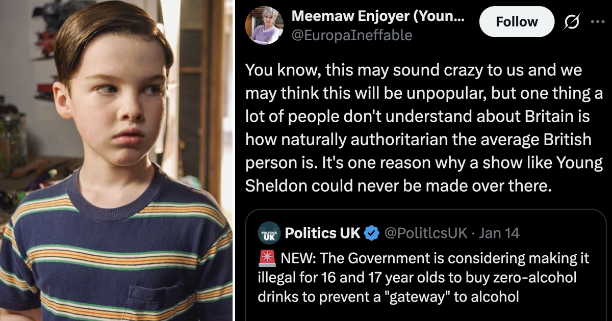 An American said the UK was ‘too authoritarian’ to produce a sitcom like Young Sheldon and the entirety of Britain responded as one