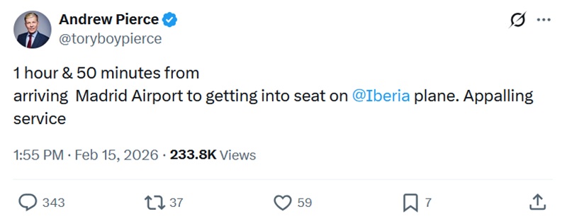 @toryboypierce
1 hour & 50 minutes from
arriving  Madrid Airport to getting into seat on @Iberia
 plane. Appalling service