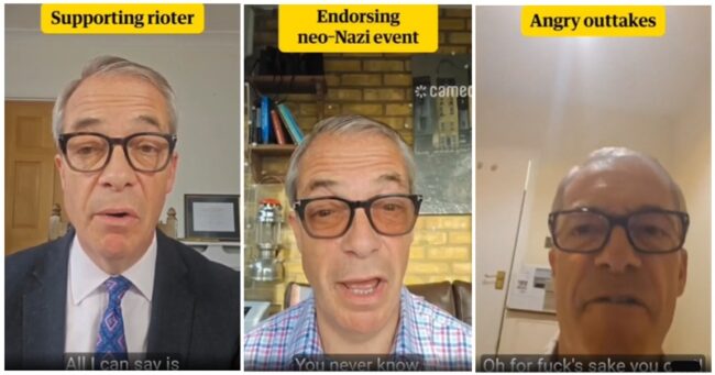 Nigel Farage’s Cameo history shows him spouting far-right slogans and having furious NSFW tantrums when things go wrong – 24 scathing reactions