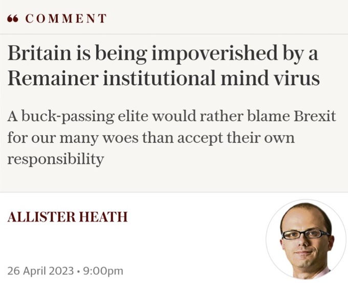 Britain is being impoverished by a Remainer institutional mind virus
A buck-passing elite would rather blame Brexit for our many woes than accept their own responsibility
ALLISTER HEATH