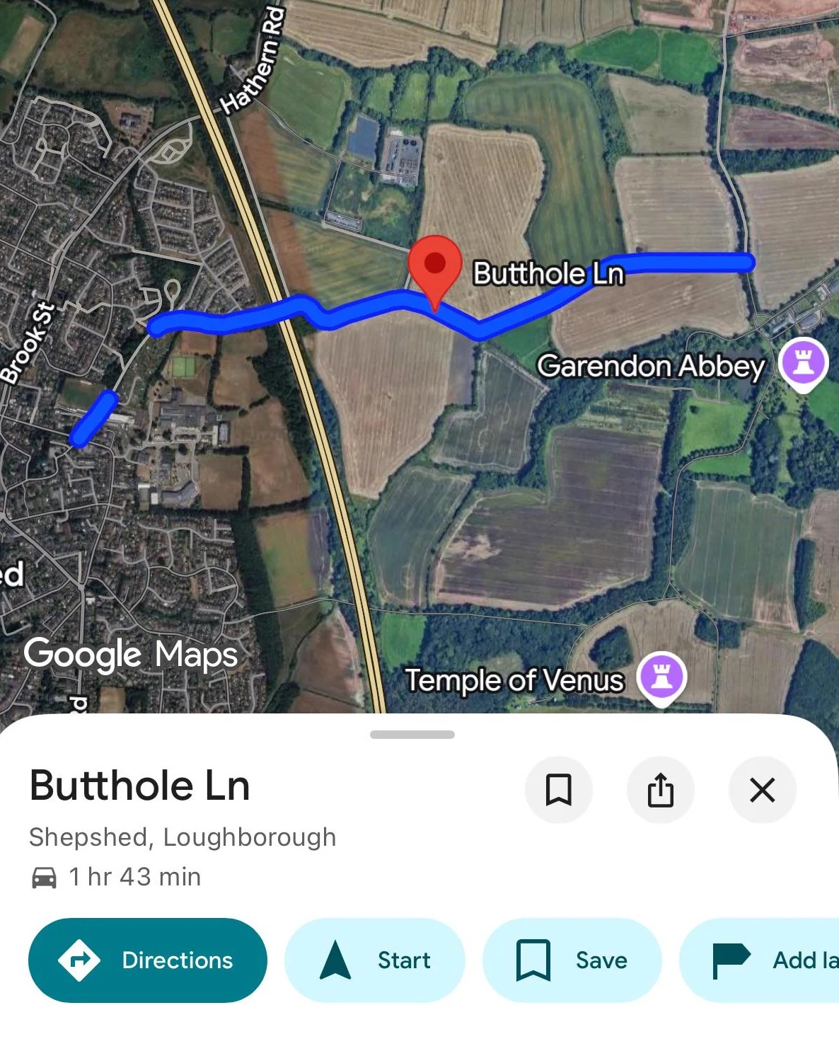 Butthole Lane in Leicestershire