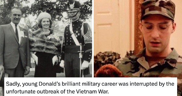 Donald Trump posted an old picture of him at military academy and was absolutely roasted to the Vietnam War era and back