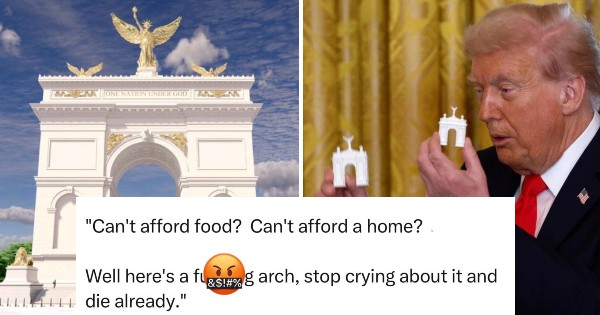 The White House released new renderings of the ‘Arc de Trump’ Triumphal Arch – 16 people sniffing the rotten stench of authoritarianism in the air