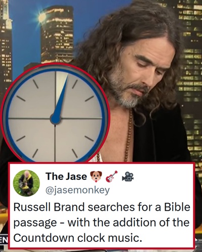 That viral video of Russell Brand flicking through his Bible is even funnier with the addition of the Countdown clock