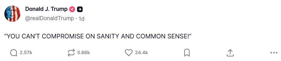 “YOU CAN’T COMPROMISE ON SANITY AND COMMON SENSE!”