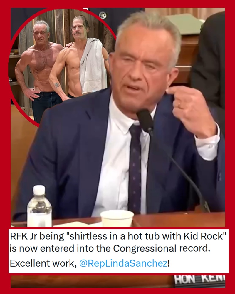 A Democratic congresswoman asked RFK Jr why he spends tax dollars to 'drink milk, shirtless in a hot tub with Kid Rock' instead of on vaccine messaging - 15 virtual rounds of applause