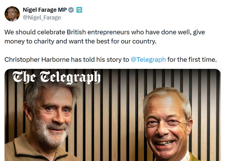 We should celebrate British entrepreneurs who have done well, give money to charity and want the best for our country. 

Christopher Harborne has told his story to @Telegraph
 for the first time.